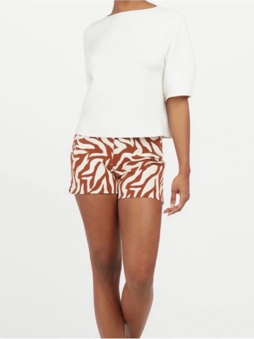 Spanx On-the-Go Printed Shorts XL Clay Zebra High Rise Tummy Control 4